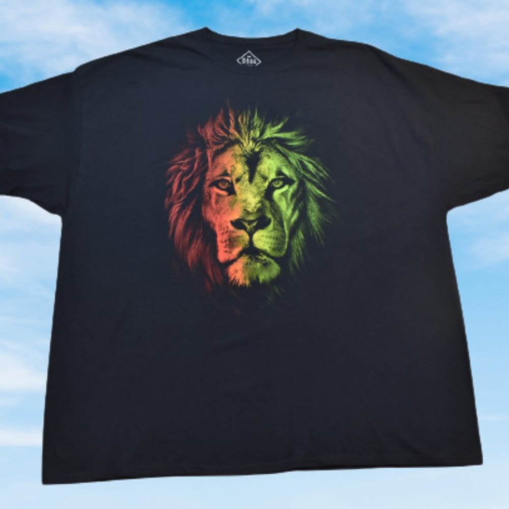 Worn Well Brand Mens Rasta Lion African Big Cat Black Shirt New